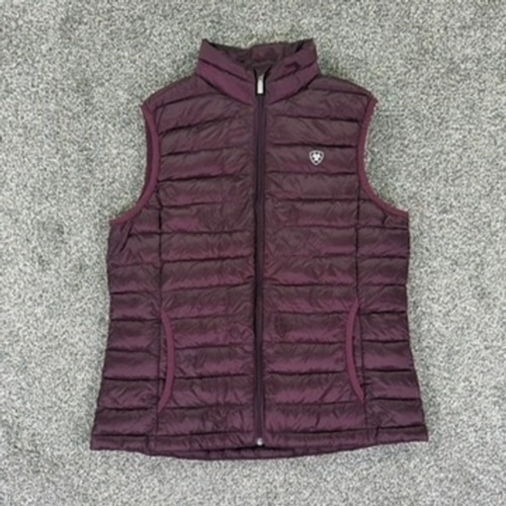 Ariat Ideal Down Vest Womens Medium Purple Puffer Packable Equestrian Zip Up - Picture 1 of 12
